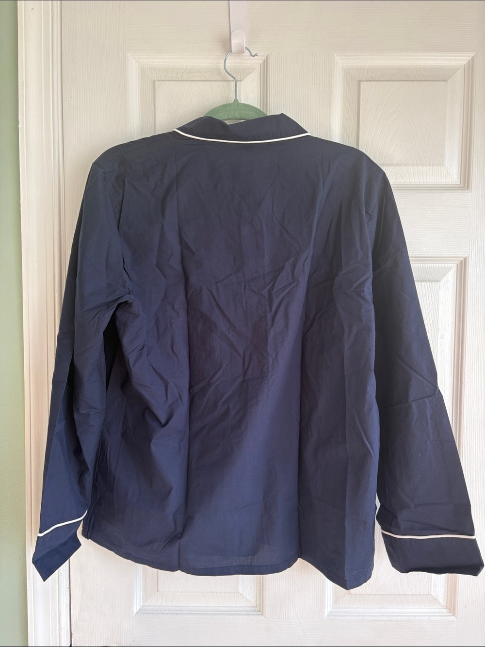J. Crew Navy Poplin Pajama Set with White Trim - Picture 6 of 8